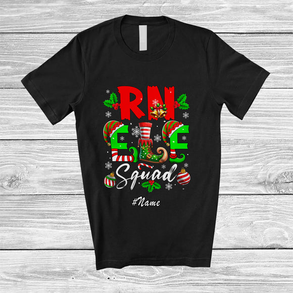 MacnyStore - Personalized Custom Name RN Elf Squad; Wonderful Christmas Elf Costume Nursing Group T-Shirt