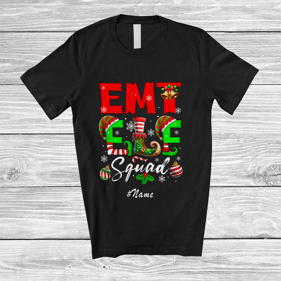 MacnyStore - Personalized Custom Name EMT Elf Squad; Wonderful Christmas Elf Costume Nursing Group T-Shirt