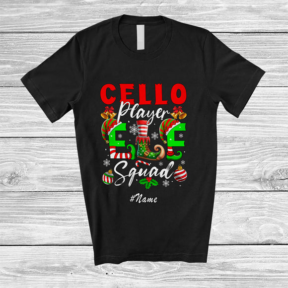 MacnyStore - Personalized Custom Name Cello Elf Squad; Wonderful Christmas Musical Instruments Players T-Shirt