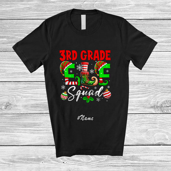 MacnyStore - Personalized Custom Name 3rd Grade Elf Squad; Wonderful Christmas Students Teacher Group T-Shirt