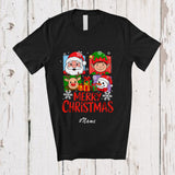 MacnyStore - Personalized Custom Name Merry Christmas; Lovely X-mas Collection Santa Elf Reindeer Snowman T-Shirt
