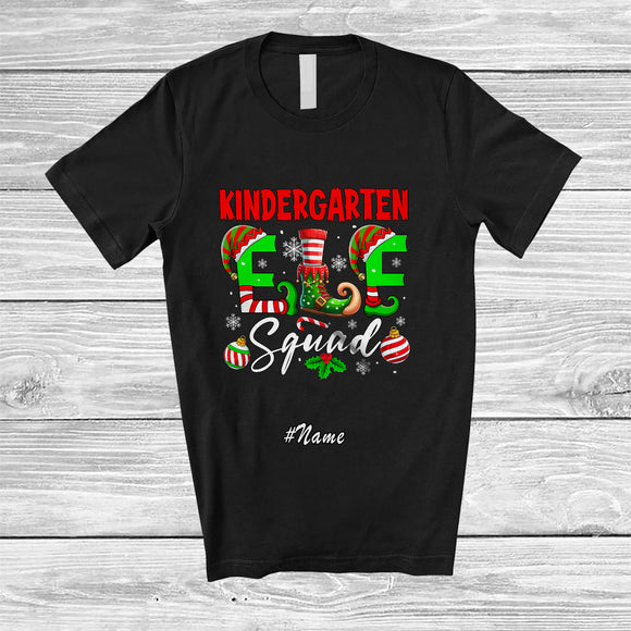 MacnyStore - Personalized Custom Name Kindergarten Elf Squad; Wonderful Christmas Students Teacher Group T-Shirt