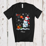 MacnyStore - Personalized Custom Name Santa Snowman Playing Basketball; Adorable Christmas Sport Player T-Shirt