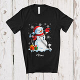 MacnyStore - Personalized Custom Name Santa Snowman Playing Golf; Adorable Christmas Sport Player Team T-Shirt