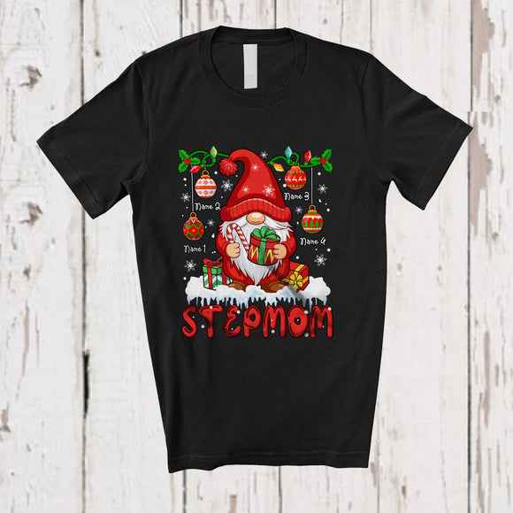 MacnyStore - Personalized Custom Name Stepmom; Adorable Christmas Gnome Snowing; Pajama Family T-Shirt