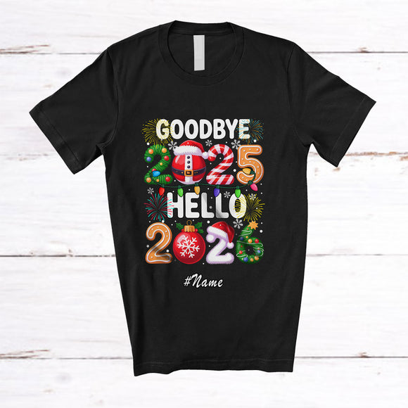 MacnyStore - Personalized Custom Name Goodbye 2025 Hello 2026; Joyful New Year Christmas Friends Family T-Shirt