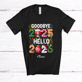 MacnyStore - Personalized Custom Name Goodbye 2025 Hello 2026; Joyful New Year Christmas Friends Family T-Shirt