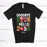 MacnyStore - Personalized Custom Name Goodbye 2025 Hello 2026; Happy Christmas New Year Together Family T-Shirt