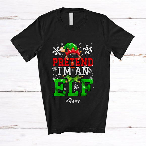 MacnyStore - Personalized Custom Name Pretend I'm An Elf; Joyful Christmas Elf Face Cosplay; Family T-Shirt