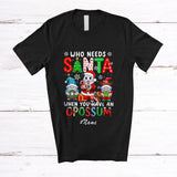 MacnyStore - Personalized Custom Name Who Needs Santa Have An Opossum; Proud Christmas Plaid Gnomes T-Shirt