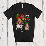 MacnyStore - Personalized Custom Name Santa Farmer Riding Sheep Reindeer; Humorous Christmas Farming T-Shirt