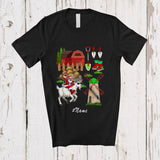 MacnyStore - Personalized Custom Name Santa Farmer Riding Goat Reindeer; Humorous Christmas Farming T-Shirt