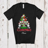 MacnyStore - Personalized Custom Name All Booked For Christmas; Lovely X-mas Tree Books Librarian Teacher T-Shirt