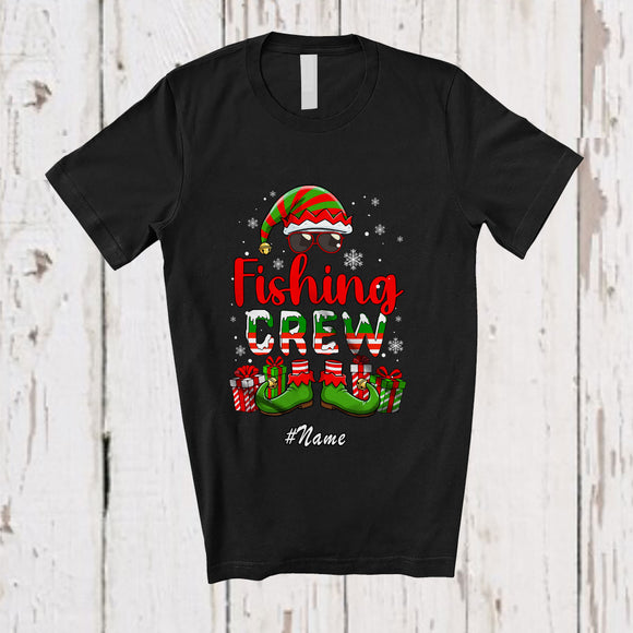 MacnyStore - Personalized Custom Name Fishing Crew; Lovely Christmas Elf Sunglasses; Pajama Family Group T-Shirt