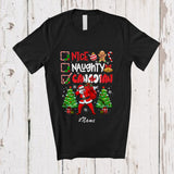 MacnyStore - Personalized Custom Name Nice Naughty Canadian; Joyful Christmas Trees Dabbing Santa Country T-Shirt