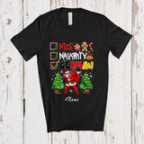 MacnyStore - Personalized Custom Name Nice Naughty German; Joyful Christmas Trees Dabbing Santa Country T-Shirt