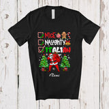 MacnyStore - Personalized Custom Name Nice Naughty Italian; Joyful Christmas Trees Dabbing Santa Country T-Shirt