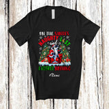 MacnyStore - Personalized Custom Name On Santa's Naughty List; Joyful Christmas Orca Drinking T-Shirt