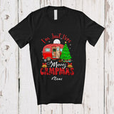 MacnyStore - Personalized Custom Name I'm Just Here Merry Campmas; Humorous Christmas Santa Camping T-Shirt