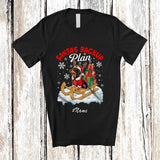 MacnyStore - Personalized Custom Name Santa's Backup Plan; Lovely Christmas Sleigh Reindeer Dachshund T-Shirt