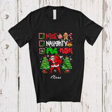 MacnyStore - Personalized Custom Name Nice Naughty Pug Mom; Lovely Christmas Trees Dabbing Santa T-Shirt