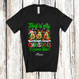 MacnyStore - Personalized Custom Name My Christmas Pajama Shirt; Humorous Three Avocado X-mas Fruit T-Shirt