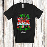 MacnyStore - Personalized Custom Name My Christmas Pajama Shirt; Humorous Three Tomato X-mas Vegan T-Shirt