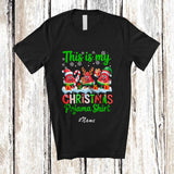 MacnyStore - Personalized Custom Name My Christmas Pajama Shirt; Humorous Three Watermelon X-mas Fruit T-Shirt