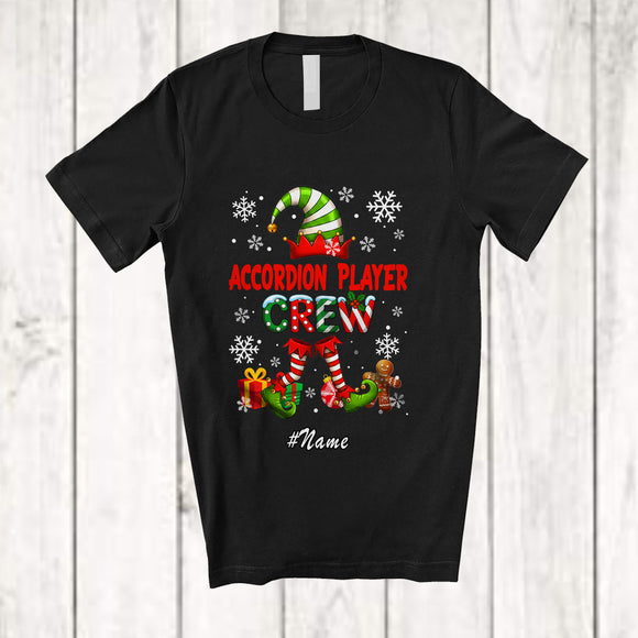 MacnyStore - Personalized Custom Name Accordion Player Crew; Adorable Christmas Elf Musical Instruments T-Shirt