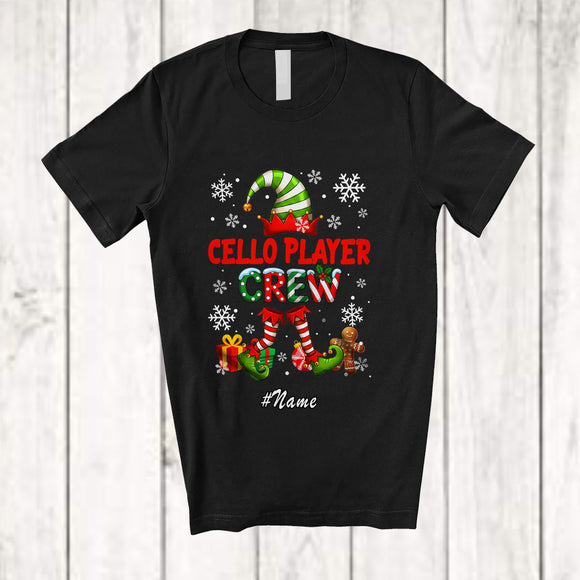 MacnyStore - Personalized Custom Name Cello Player Crew; Adorable Christmas Elf Musical Instruments T-Shirt