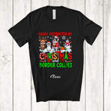 MacnyStore - Personalized Custom Name Distracted By Christmas Border Collies; Lovely Penguin Reindeer T-Shirt