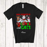 MacnyStore - Personalized Custom Name Distracted By Christmas Cats; Lovely Snowman Penguin Reindeer T-Shirt