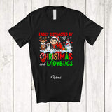 MacnyStore - Personalized Custom Name Distracted By Christmas Ladybugs; Lovely Snowman Penguin Reindeer T-Shirt
