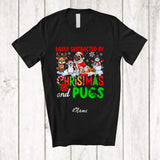 MacnyStore - Personalized Custom Name Distracted By Christmas Pugs Lovely Snowman Penguin Reindeer T-Shirt
