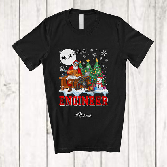 MacnyStore - Personalized Custom Name Engineer With Christmas Tree Snowman; Awesome X-mas Jobs Proud T-Shirt