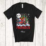 MacnyStore - Personalized Custom Name Firefighter With Christmas Tree Snowman; Awesome X-mas Jobs Proud T-Shirt