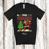 MacnyStore - Personalized Custom Name Team Farmer; Amusing Christmas Tree Dabbing Santa Plaid T-Shirt