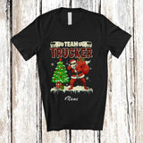 MacnyStore - Personalized Custom Name Team Trucker; Amusing Christmas Tree Dabbing Santa Plaid T-Shirt