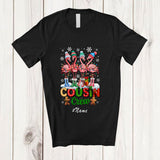 MacnyStore - Personalized Custom Name Cousin Crew; Lovely Christmas Lights Four Flamingo X-mas; Bird T-Shirt