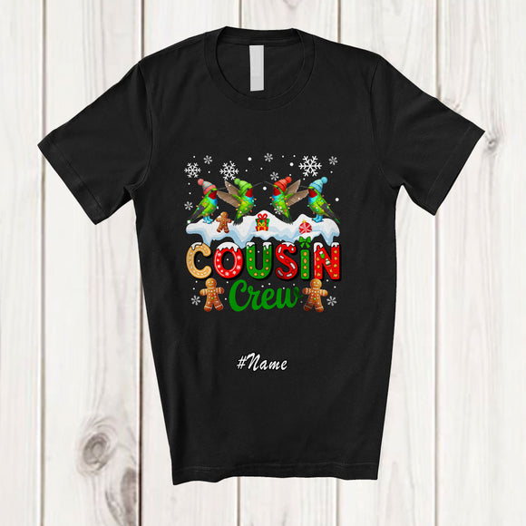 MacnyStore - Personalized Custom Name Cousin Crew; Lovely Christmas Lights Four Hummingbird X-mas; Bird T-Shirt