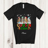 MacnyStore - Personalized Custom Name Cousin Crew; Lovely Christmas Lights Four Owl X-mas; Bird T-Shirt