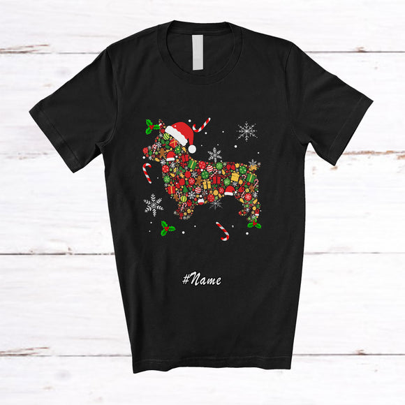 MacnyStore - Personalized Custom Name Christmas Collection Santa Corgi Shape; Adorable X-mas Animal T-Shirt