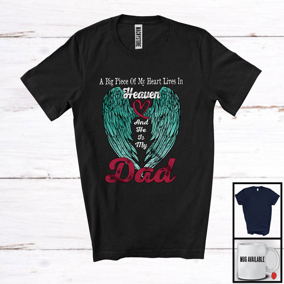 MacnyStore - A Big Piece Of Heart Lives In Heaven, Lovely Memories Dad Proud, Father's Day Family Group T-Shirt