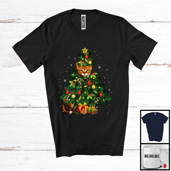 MacnyStore - Abyssinian Cat Christmas Tree Cosplay; Merry X-mas Abyssinian Cat Owner; Snowing Family Group T-Shirt