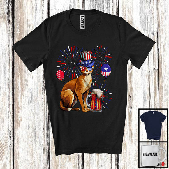 MacnyStore - Abyssinian Drinking Beer, Awesome 4th Of July Fireworks Kitten, Drunker Patriotic Group T-Shirt