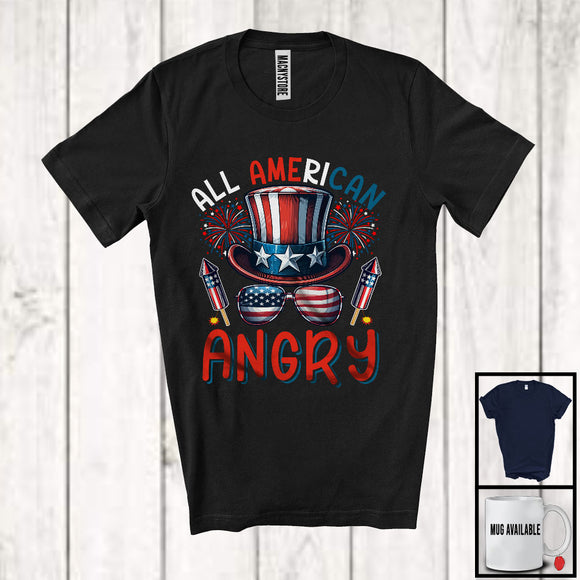 MacnyStore - All American Angry, Amazing 4th Of July American Flag Uncle Sam Hat Sunglasses, Patriotic T-Shirt