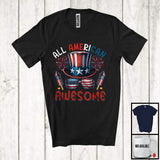 MacnyStore - All American Awesome, Amazing 4th Of July American Flag Uncle Sam Hat Sunglasses, Patriotic T-Shirt