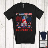 MacnyStore - All American Carpenter, Proud 4th Of July American Flag Gnomes, Fireworks Patriotic T-Shirt