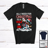 MacnyStore - All I Need For Christmas Is A Hole In One; Cheerful X-mas Tree Dabbing Snowman; Golf Player Team T-Shirt