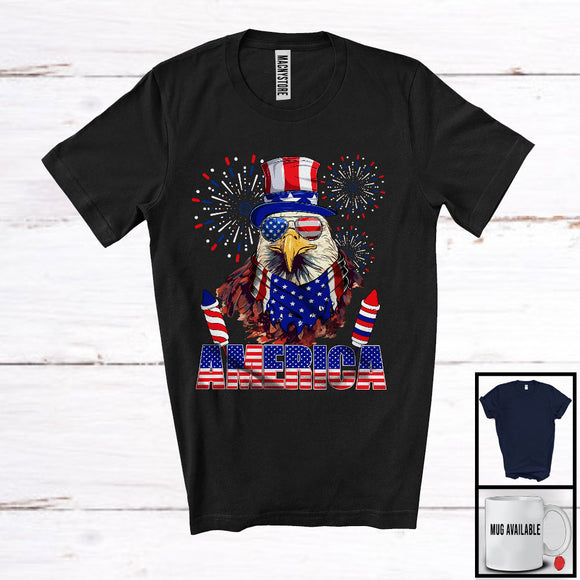 MacnyStore - America, Proud 4th Of July Eagle USA Flag Sunglasses, Bird Animal Lover Patriotic Group T-Shirt